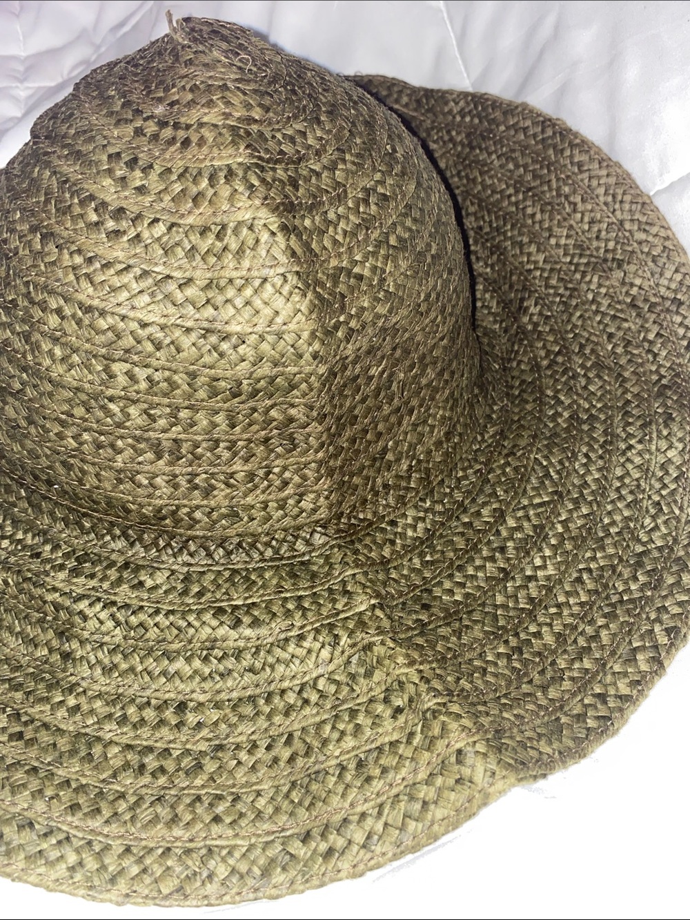 GAP Olive/Brown Braided Straw Sun Hat 100% Paper